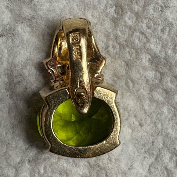 Peridot diamond 14k yellow gold pendant enhancer - Picture 7 of 11